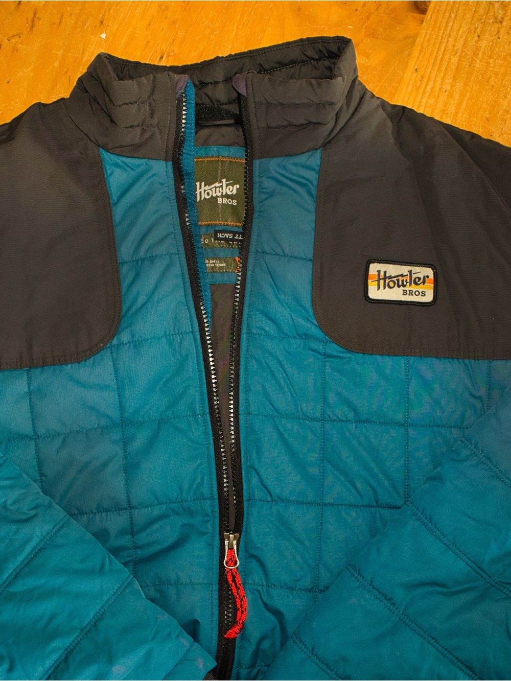 Howler Brothers Teal and Black Quilted Puffer Jacket